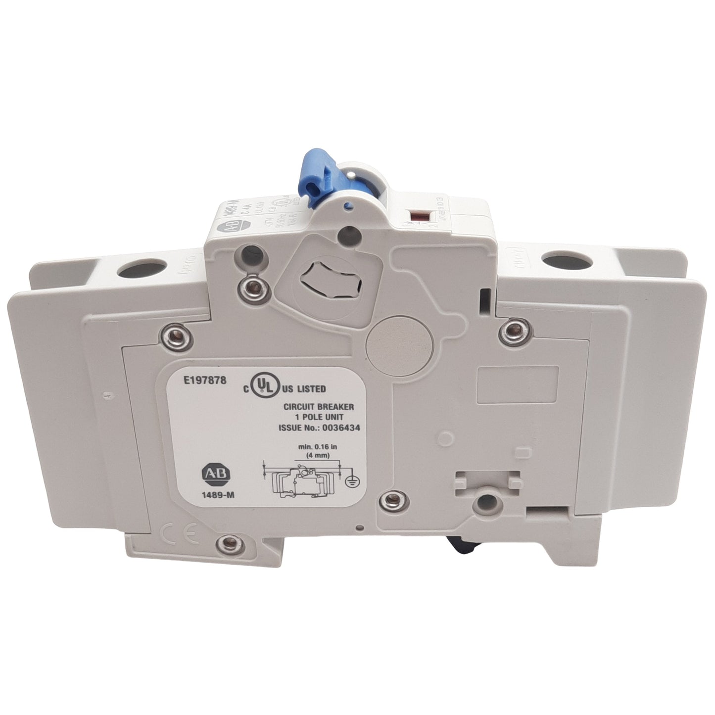 Used Allen Bradley 1489-M1C040 Circuit Breaker, 1-Pole C-Curve, 277VAC 4A, DIN Rail