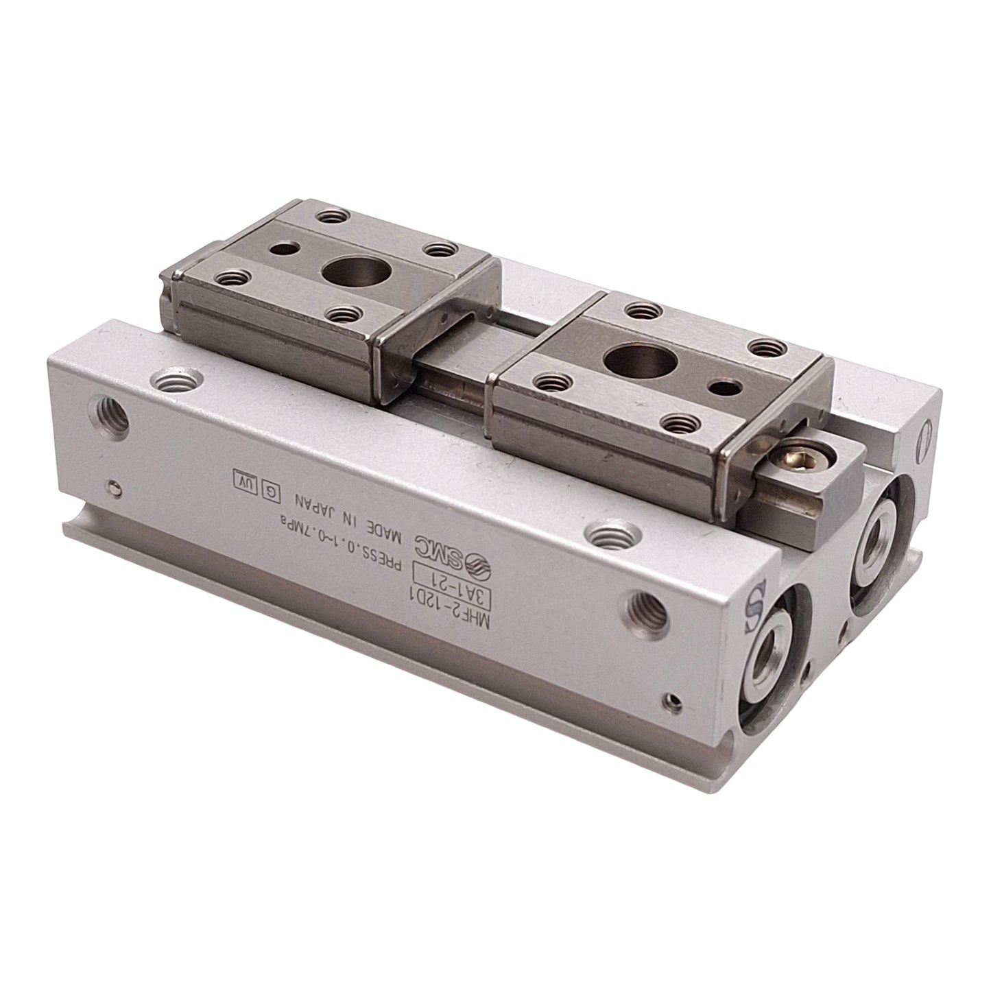 Used SMC MHF2-12D1 Parallel Gripper, ø12mm Bore, 24mm Stroke, 48N Force, M5x0.8 Ports