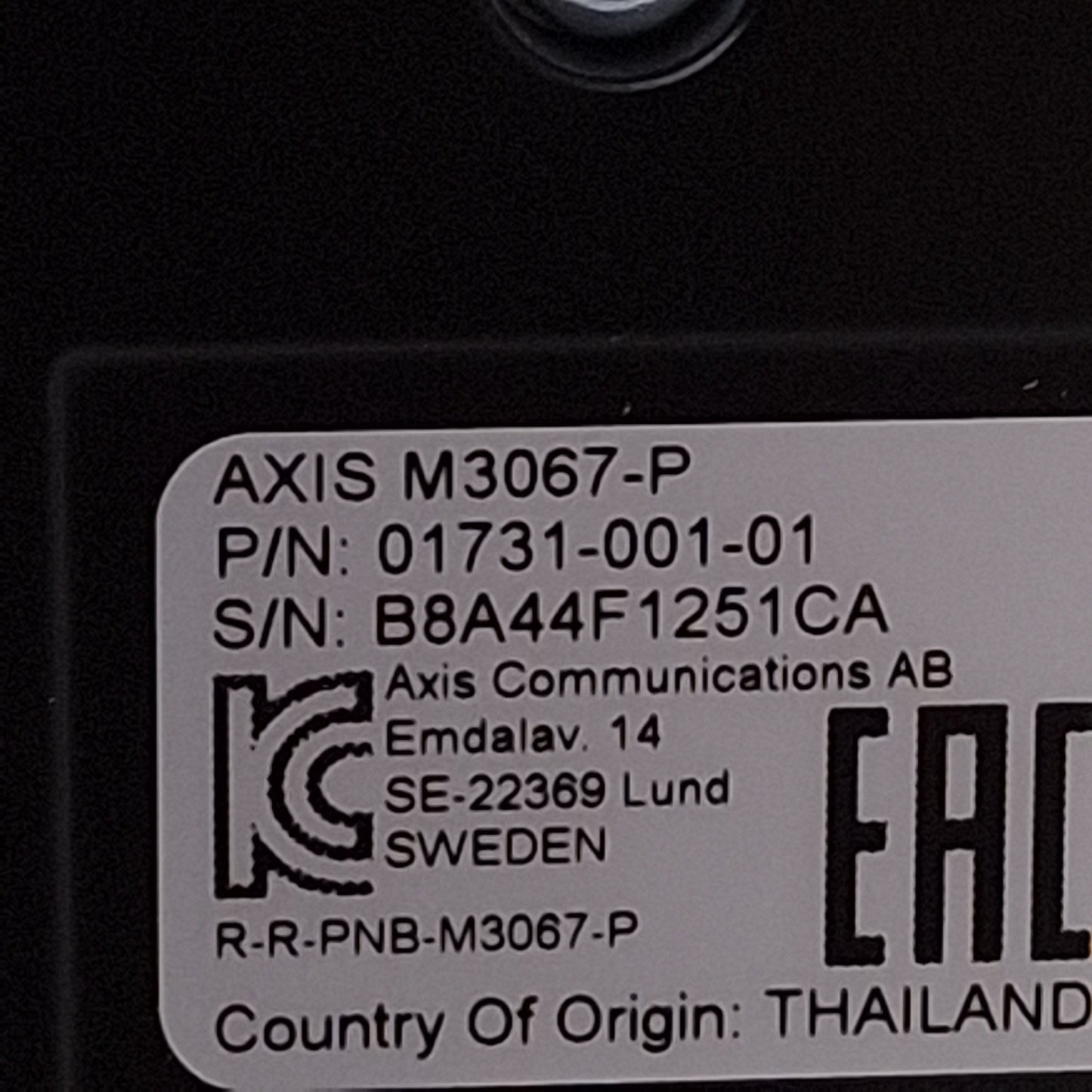 Used AXIS M3067-P Panoramic Camera 360° 60fps 6MP 1/1.8" RGB CMOS, 44-57VDC PoE