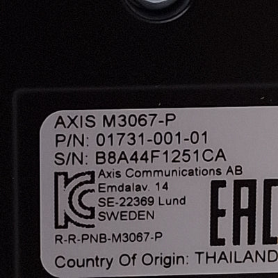Used AXIS M3067-P Panoramic Camera 360° 60fps 6MP 1/1.8" RGB CMOS, 44-57VDC PoE