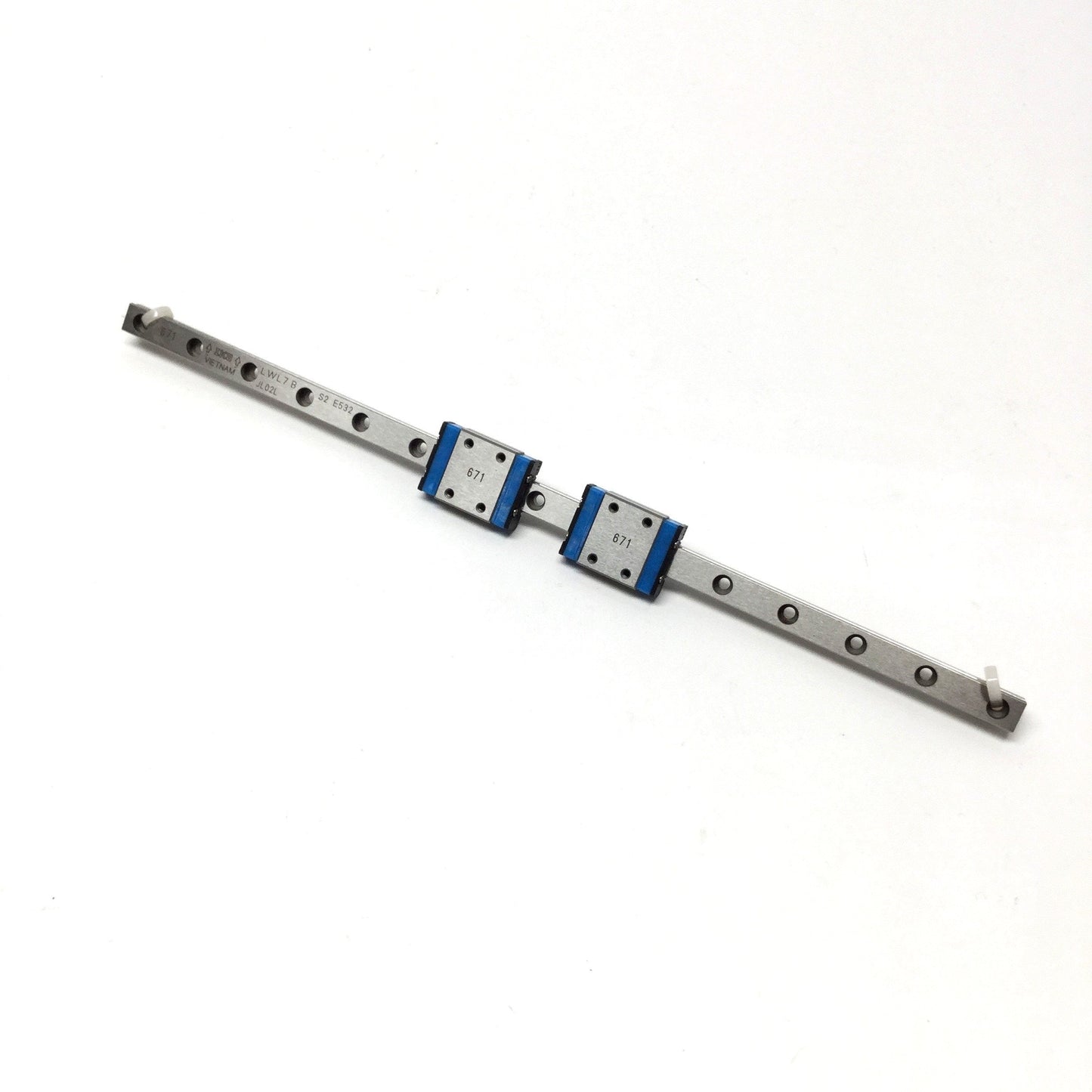Used IKO ML7 C-Lube Linear Way Slide Ball Bearing Carriage (x2) w/220mm Guide Rail