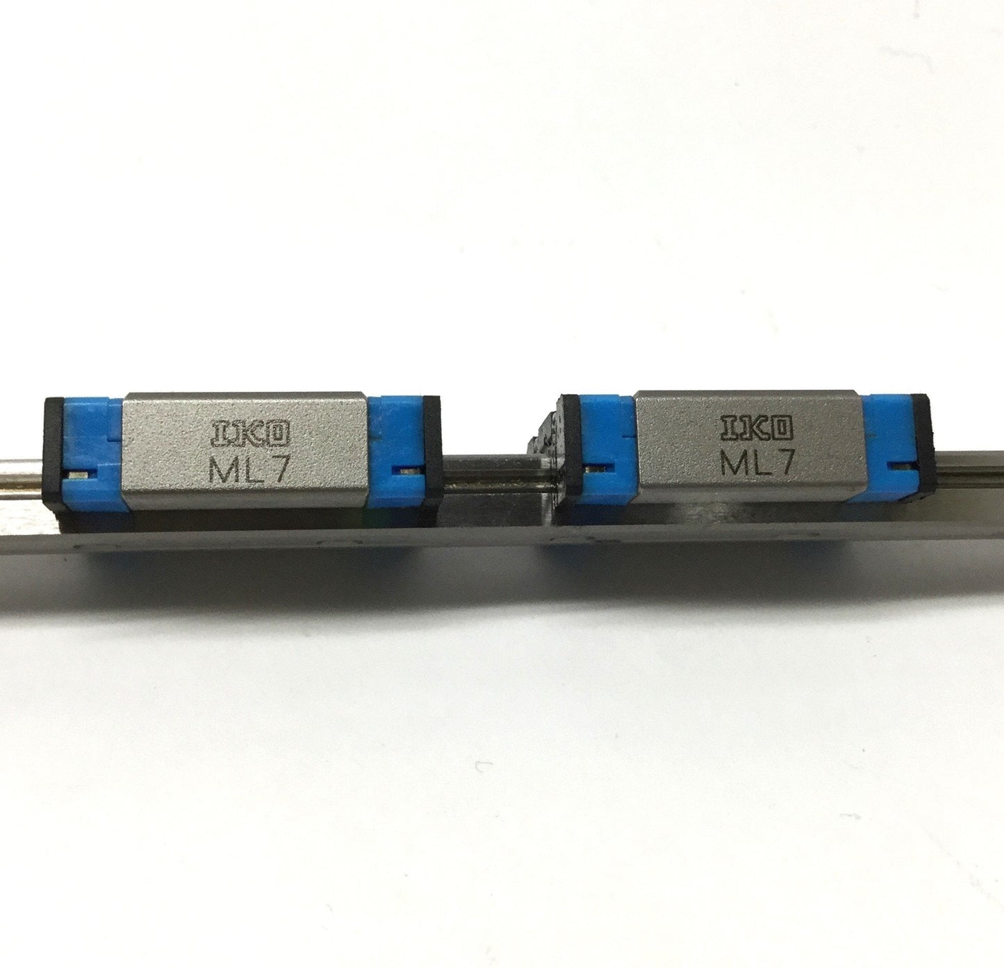 Used IKO ML7 C-Lube Linear Way Slide Ball Bearing Carriage (x2) w/220mm Guide Rail