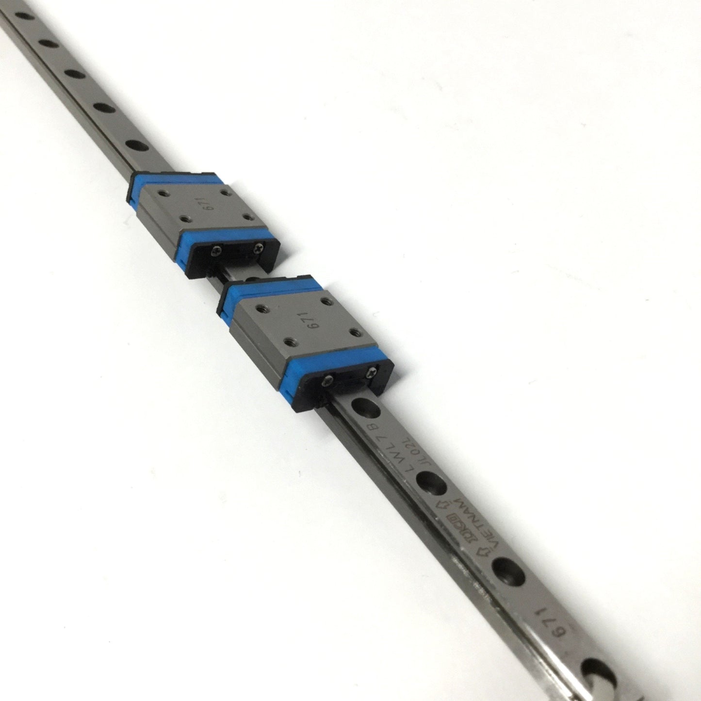 Used IKO ML7 C-Lube Linear Way Slide Ball Bearing Carriage (x2) w/220mm Guide Rail