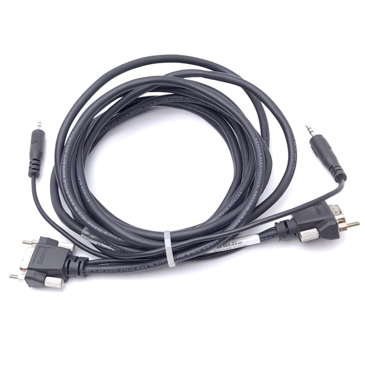 Used Extron 26-566-03 Rev P MVGA-A M-M Audio Cable, D-Sub 15-Pin HD, 3.5mm Jack, 12ft