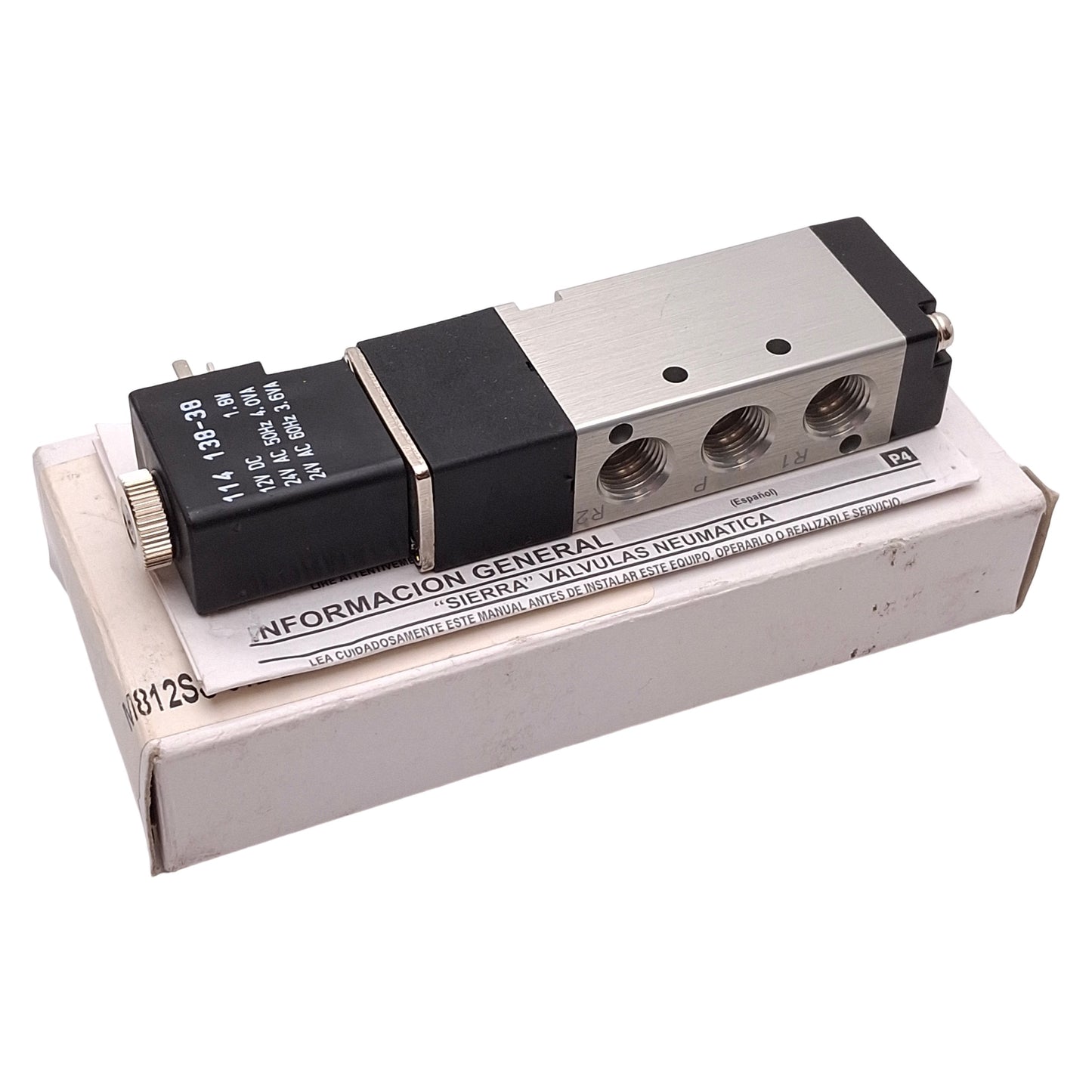 New Ingersoll Rand M812SS-012-D-G Solenoid Valve, 2-Position, 1/8NPTF, 12VDC Coil