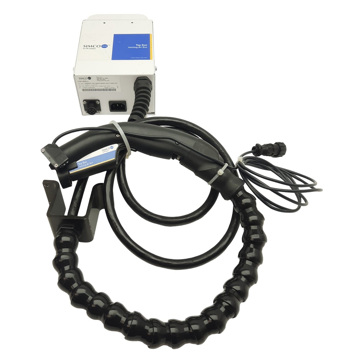 Used Simco 4012205 Top Gun 3 Sidekick Ionizing Air Gun w/Optical Sensor 120VAC 100psi