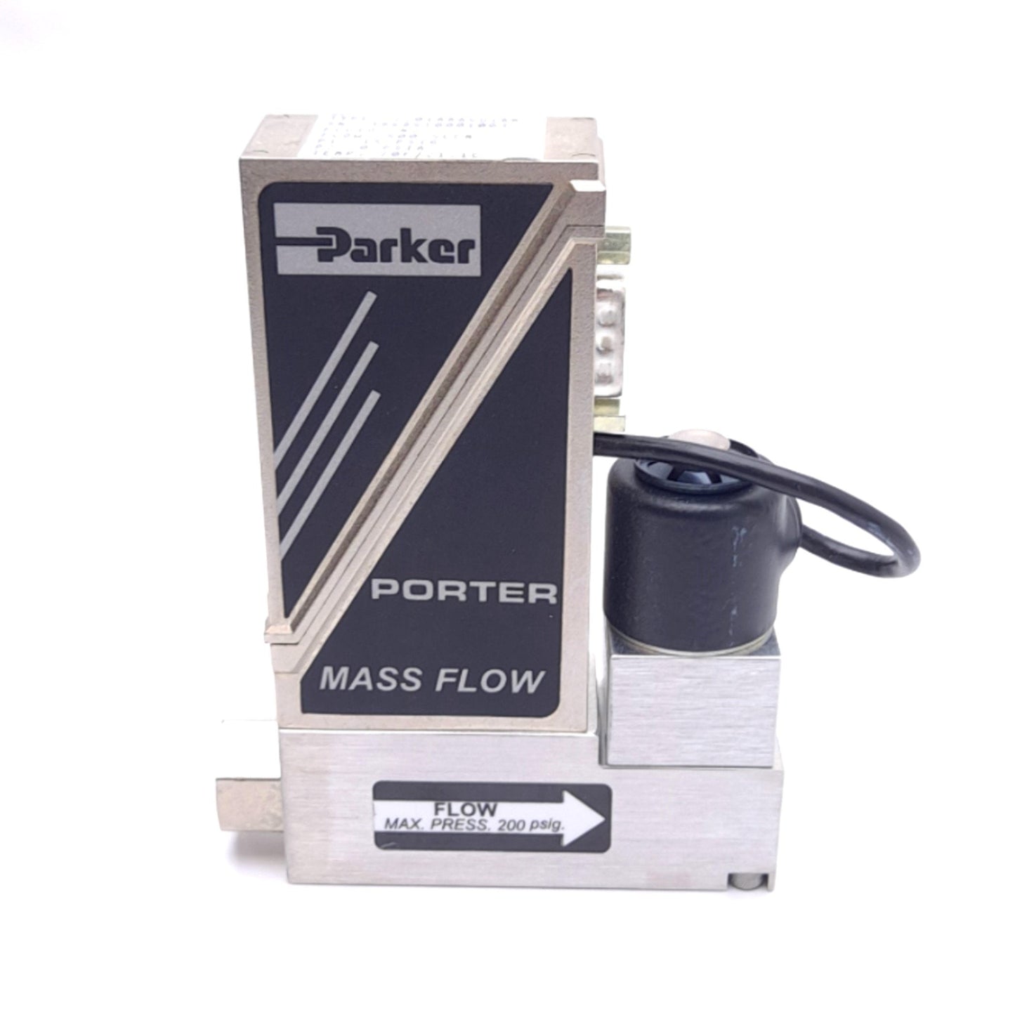 Used Parker 2201AAAVD1AM Mass Flow Controller, 500 SCCM, 0-5VDC, 1/8 NPT, 200psig Max