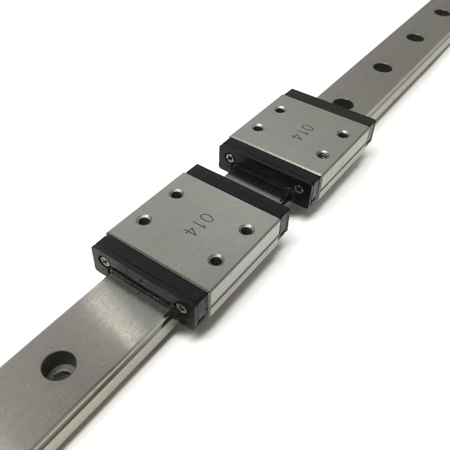 Used IKO LWLF18B Linear Motion Ball Bearing Slide Carriages (x2) on 540mm Guide Rail