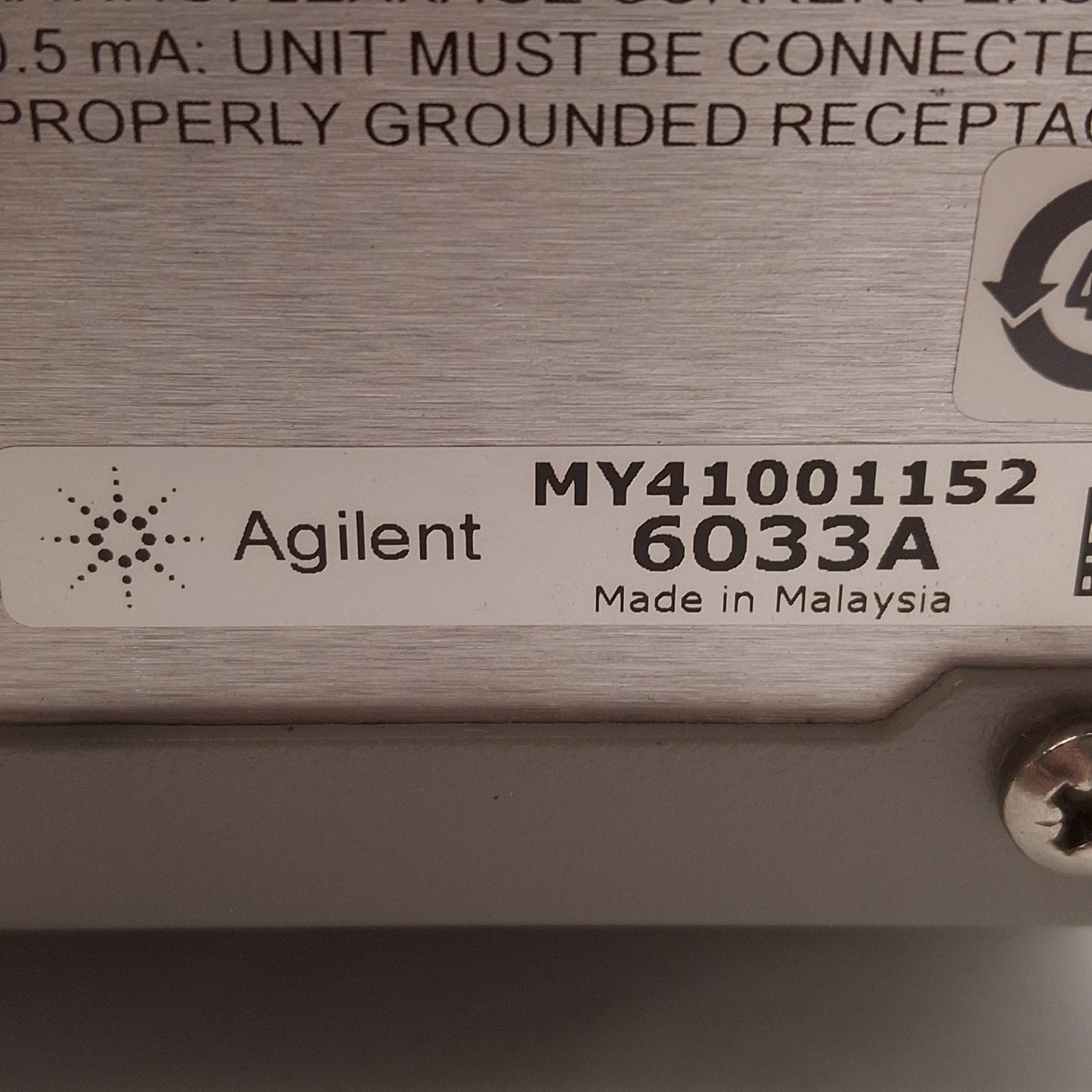 Used Agilent 6033A System DC Power Supply, 200W, 0-20VDC 0-30A Out, 120VAC In, RJ-12