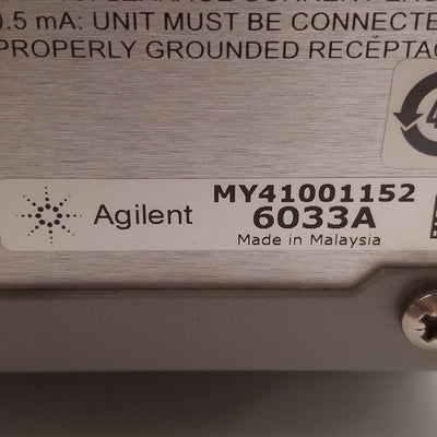 Used Agilent 6033A System DC Power Supply, 200W, 0-20VDC 0-30A Out, 120VAC In, RJ-12