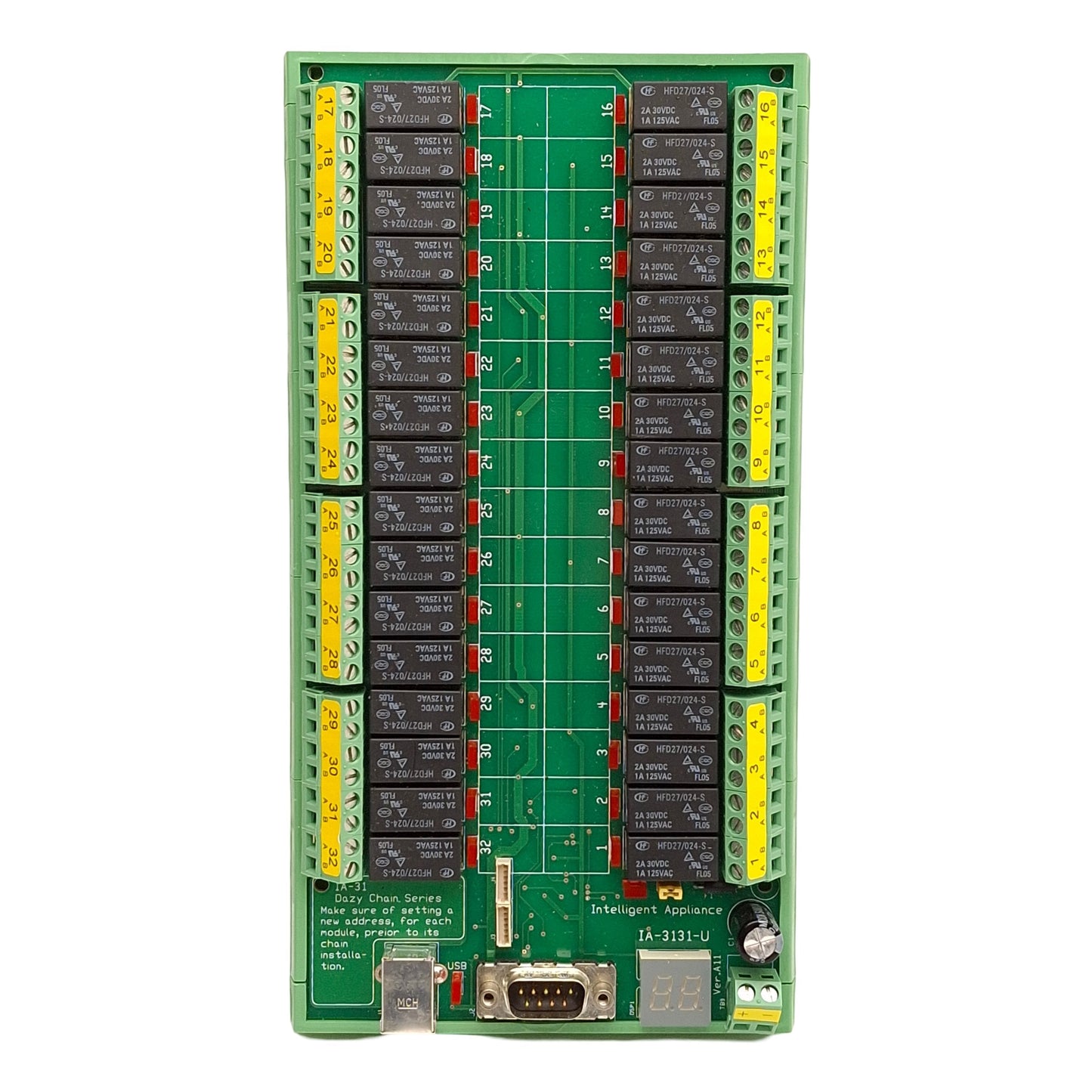 Used Intelligent Appliance IA-3131-U Relay Controller Board, 32-Ch, RS-232, 24VDC