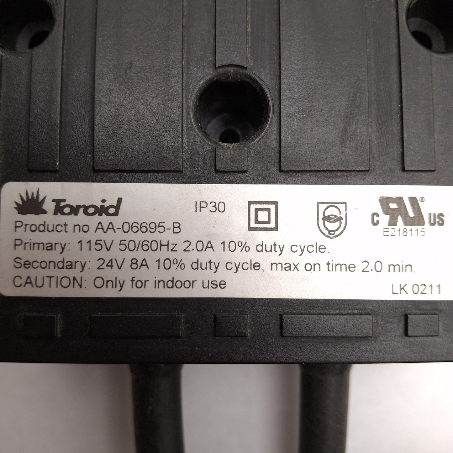 Used Toroid AA-06695-B Power Transformer, 115VAC 2A Primary, 24VAC 8A Secondary