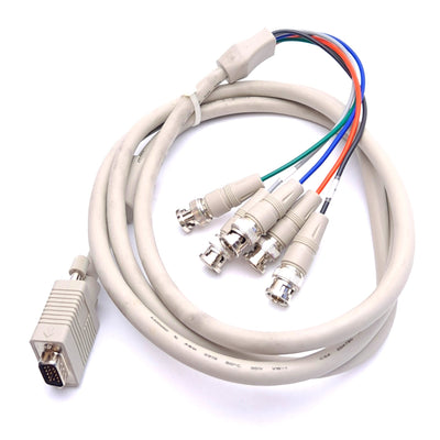 Used Copartner E300060 Breakout Cable, VGA/DE-15 Male to 5-BNC Male, 30V, 6ft Length