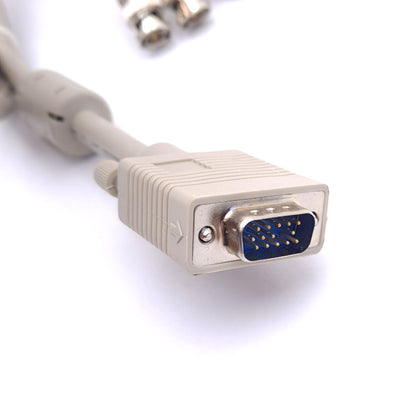 Used Copartner E300060 Breakout Cable, VGA/DE-15 Male to 5-BNC Male, 30V, 6ft Length