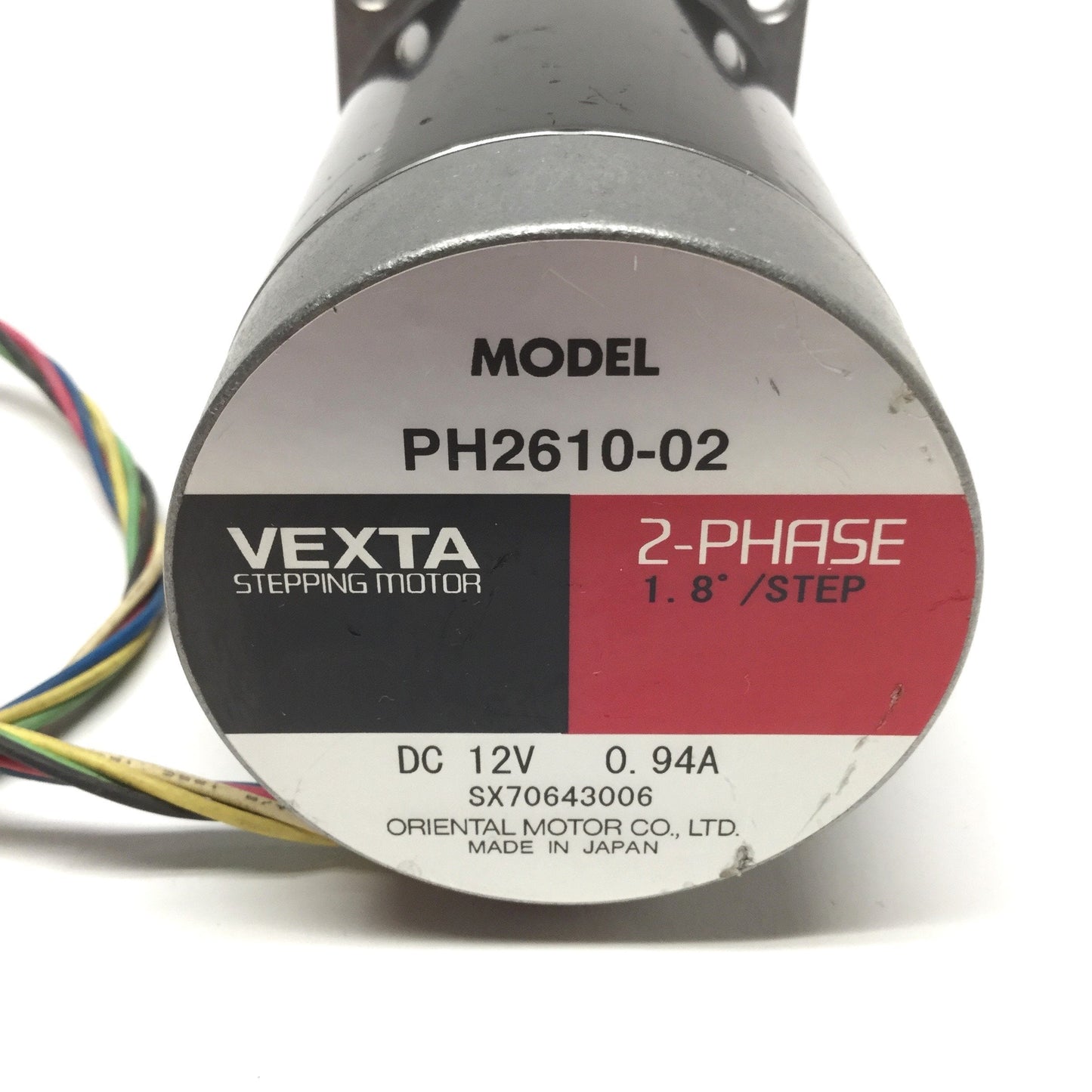 Used Oriental Vexta PH2610-02 Stepper Motor 1.8° Step Angle, 2-Phase, 12VDC, NEMA 23