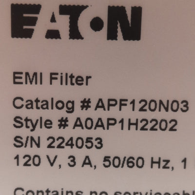Used Eaton Cutler Hammer APF120N03 Surge Suppressor, 1-Pole, 110-120VAC 3A, DIN Rail