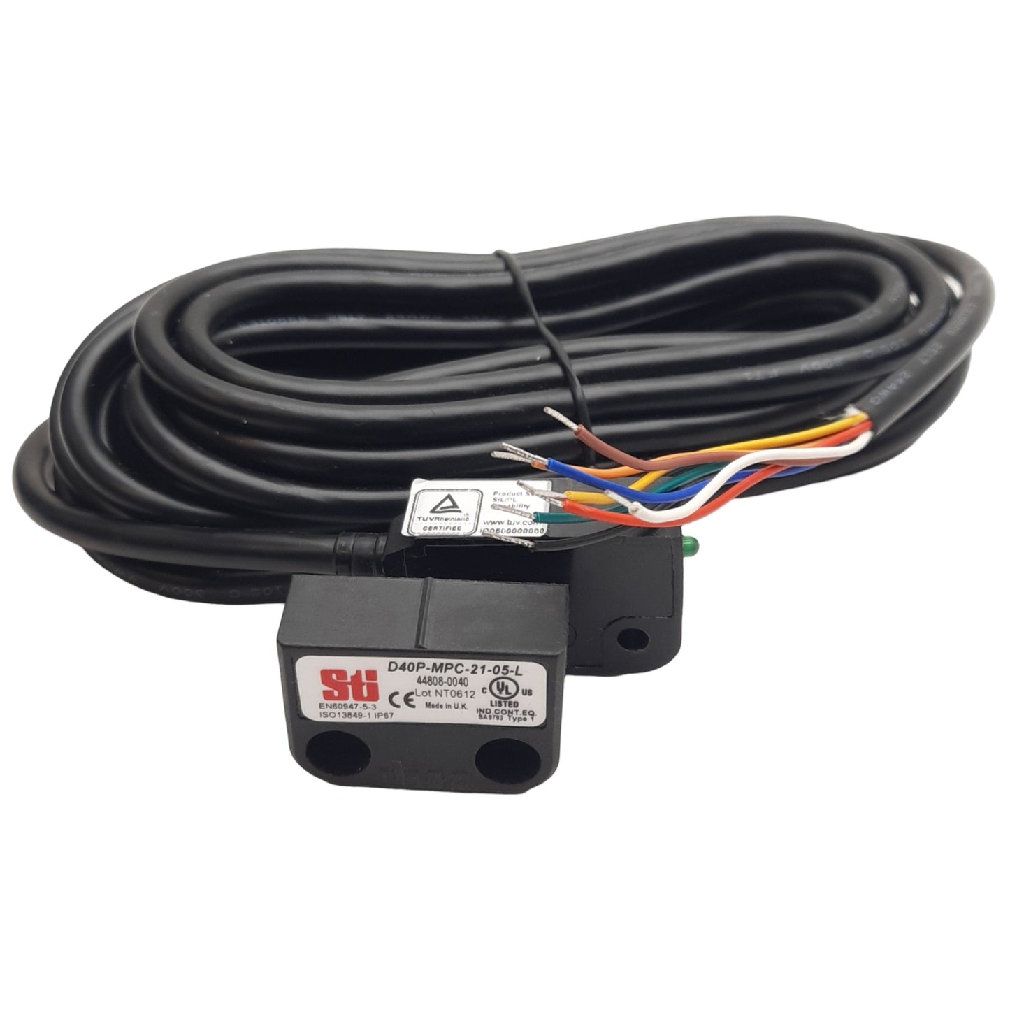 New Sti D40P-MPC-21-05-L Magnetic Safety Switch, 2NC/1NO, 24VDC 200mA, 5m to Leads