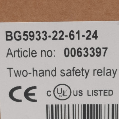 New Dold BG5933-22-61-24 Two-Hand Safety Relay 2-Channel 2NO/1NC 24VDC In 250VAC Out