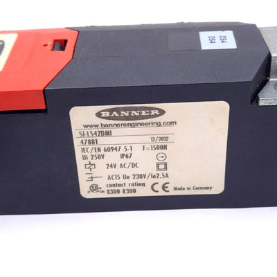 Used Banner SI-LS42DMI Safety Interlock Switch, 2NC/1NO 1NC, 1500N Max, 24VAC/DC Coil