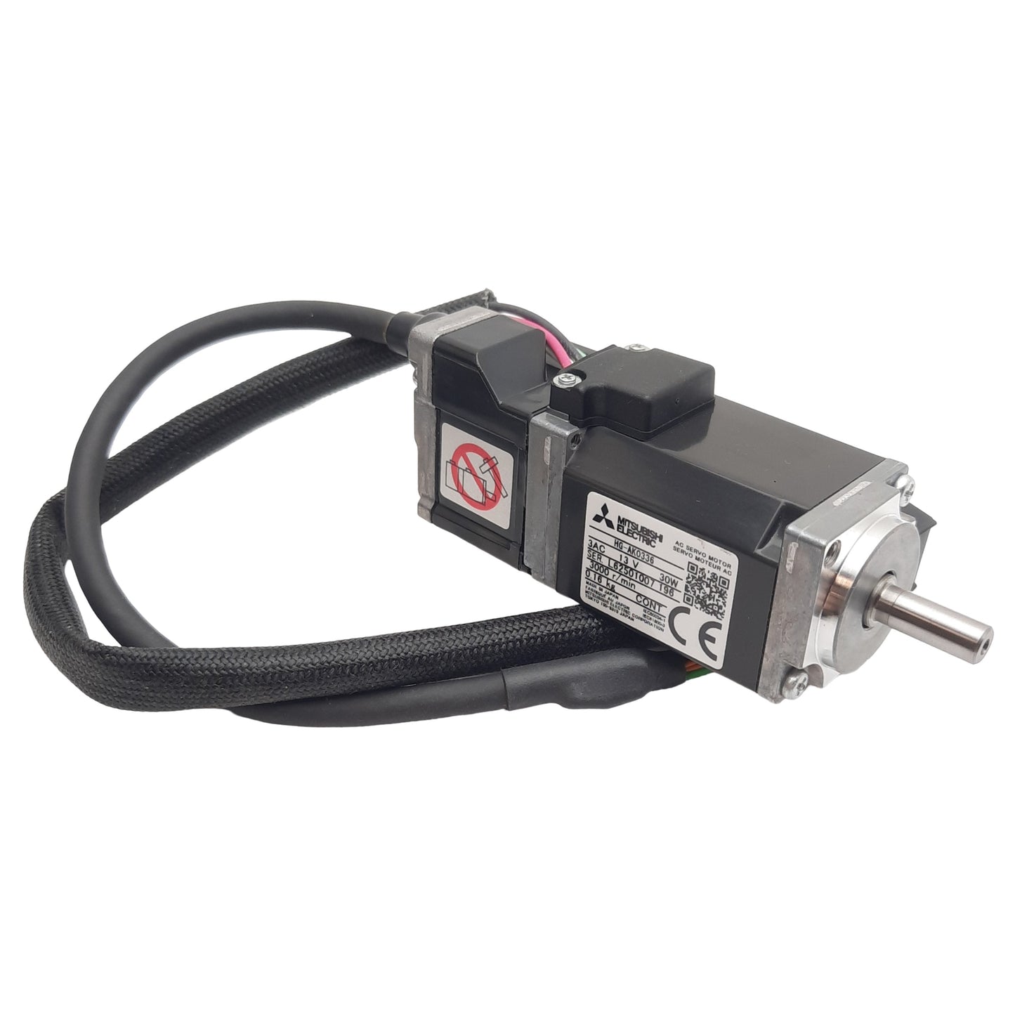Used Mitsubishi Electric HG-AK0336 Servo Motor, 24-48VDC 2.2A, 3000rpm, 0.095Nm, ø5mm
