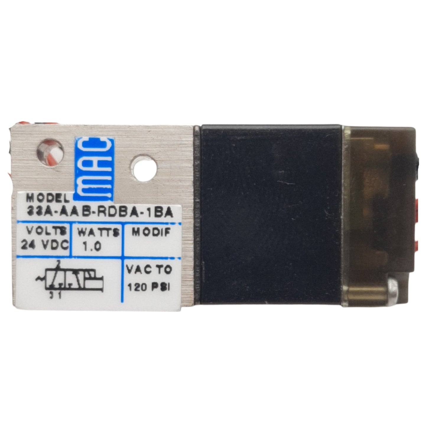 New MAC 33A-AAB-RDBA-1BA Solenoid Valve, 3/2 NC, M3 Ports, 120psi, 1.0W 24VDC Coil