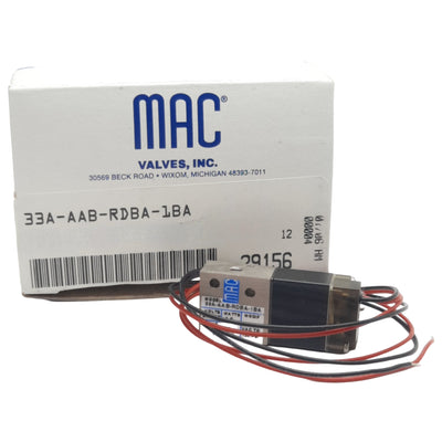 New MAC 33A-AAB-RDBA-1BA Solenoid Valve, 3/2 NC, M3 Ports, 120psi, 1.0W 24VDC Coil