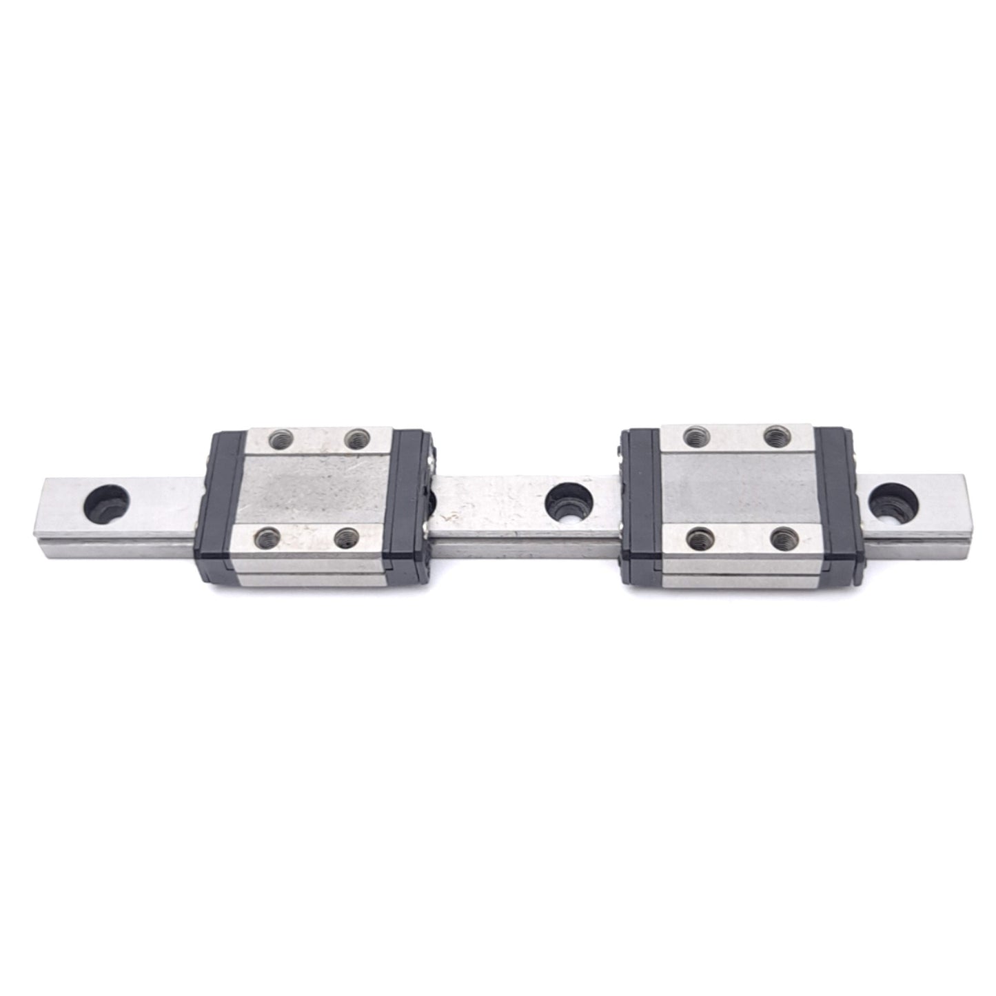 Used Hiwin MGN9CNHE (x2) Miniature Ball Bearing Linear Slides w/ 9x119mm Rail, 2.55kN