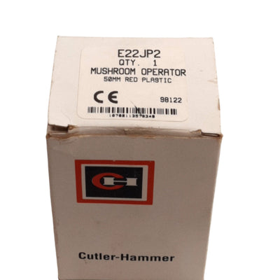 New Cutler-Hammer E22JP2 Red Mushroom Pushbutton Operator, 50mm Diameter, 22.5mm