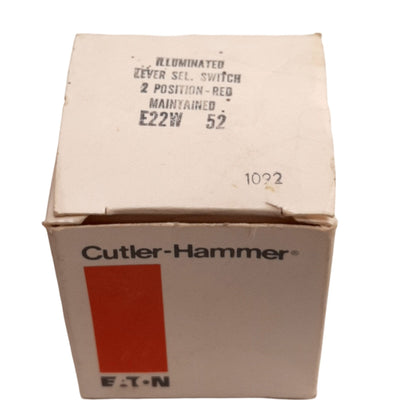 New Cutler-Hammer E22W52 Red Illuminated 2 Position Selector Switch Operator, 22.5mm