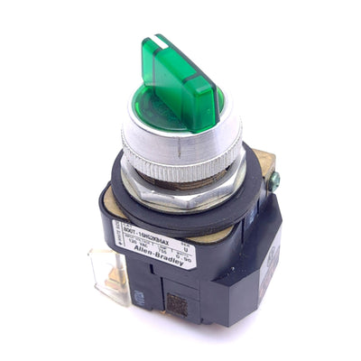 Used Allen Bradley 800T-16HG2KB6AX Selector Switch, ø30.5mm, 1NO 1NC, 120VAC