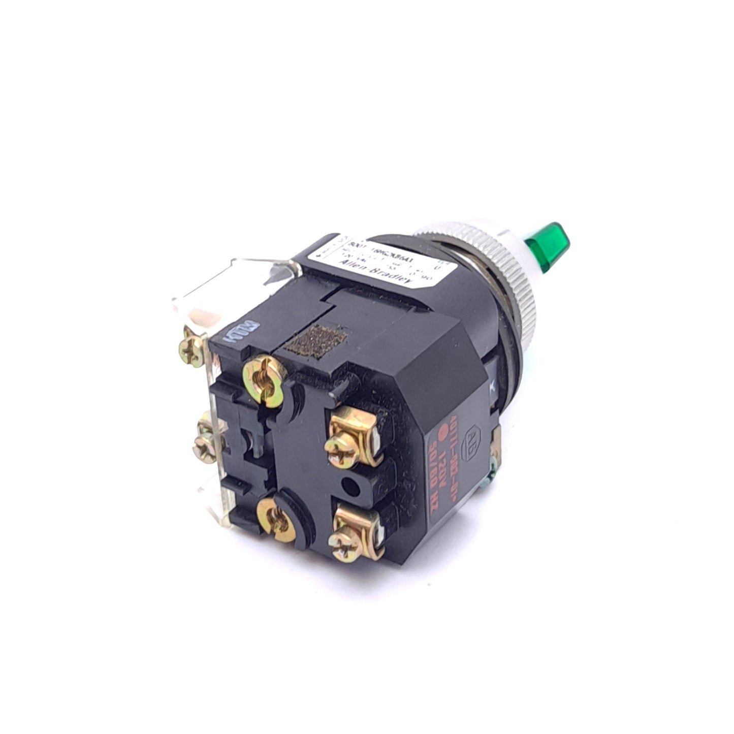 Used Allen Bradley 800T-16HG2KB6AX Selector Switch, ø30.5mm, 1NO 1NC, 120VAC