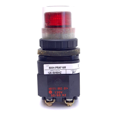 Used Allen Bradley 800H-PRAF16R Momentary Push Button, ø30mm, 1NO 1NC, 120VAC