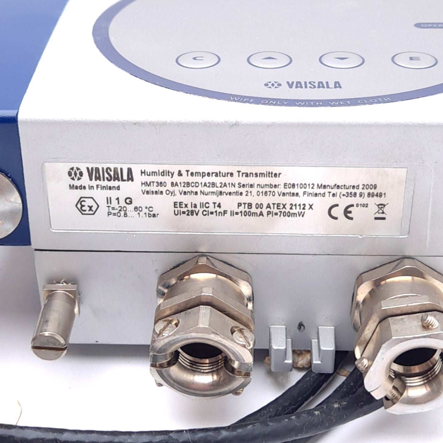 Used Vaisala HMT360 8A12BCD1A2BL2A1N Humidity/Temperature Transmitter w/ HMP360 Probe