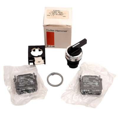New Cutler-Hammer E22V51 Selector Switch Assembly, 2 Position, 22.5mm, with 1NO 1NC