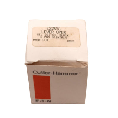 New Cutler-Hammer E22V51 Selector Switch Assembly, 2 Position, 22.5mm, with 1NO 1NC