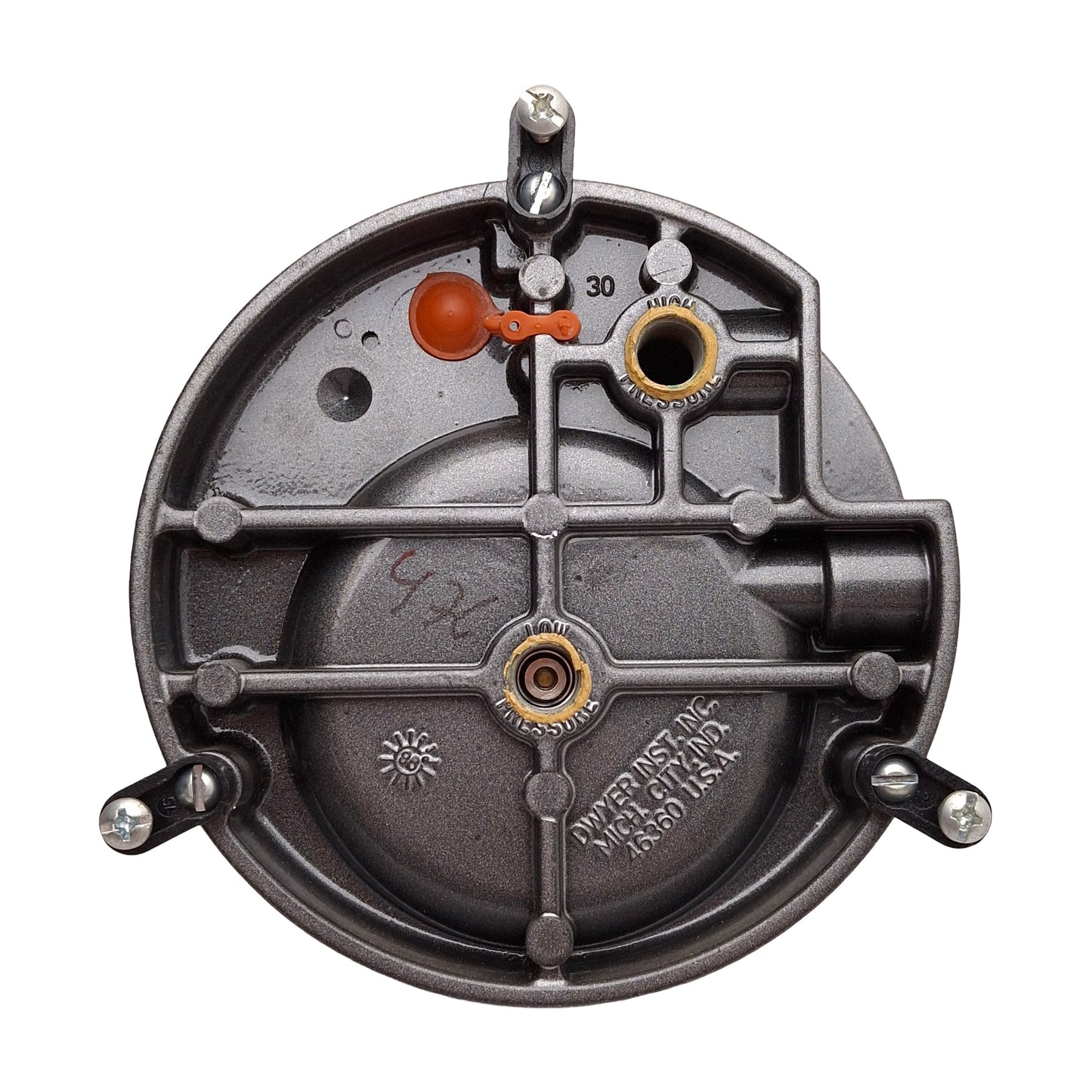 Used Dwyer 2304 Magnehelic Differential Pressure Gauge, 2-0-2in WC, 1/8in NPT