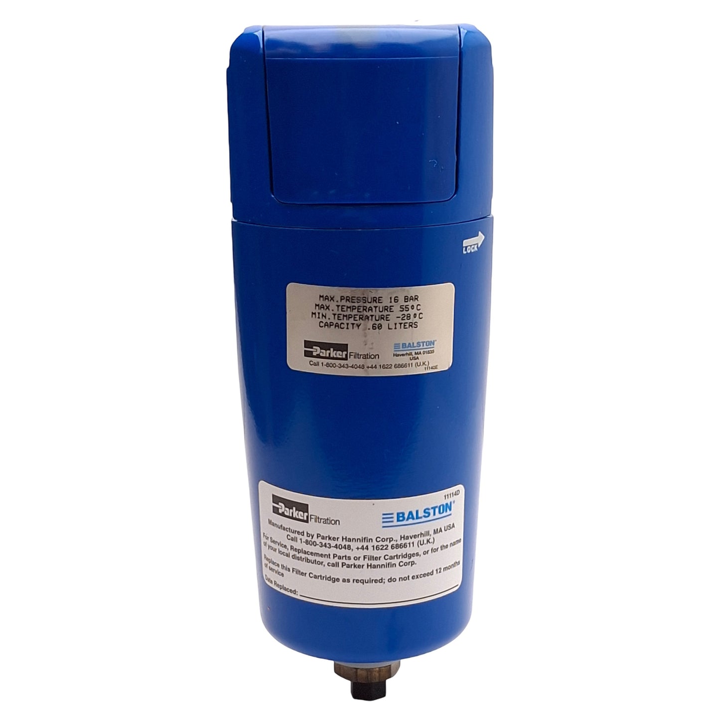 Used Parker Balston 2002N-0A0-SA Pneumatic Filter, 0.01µm Filtration, 250PSIG, 1/4NPT