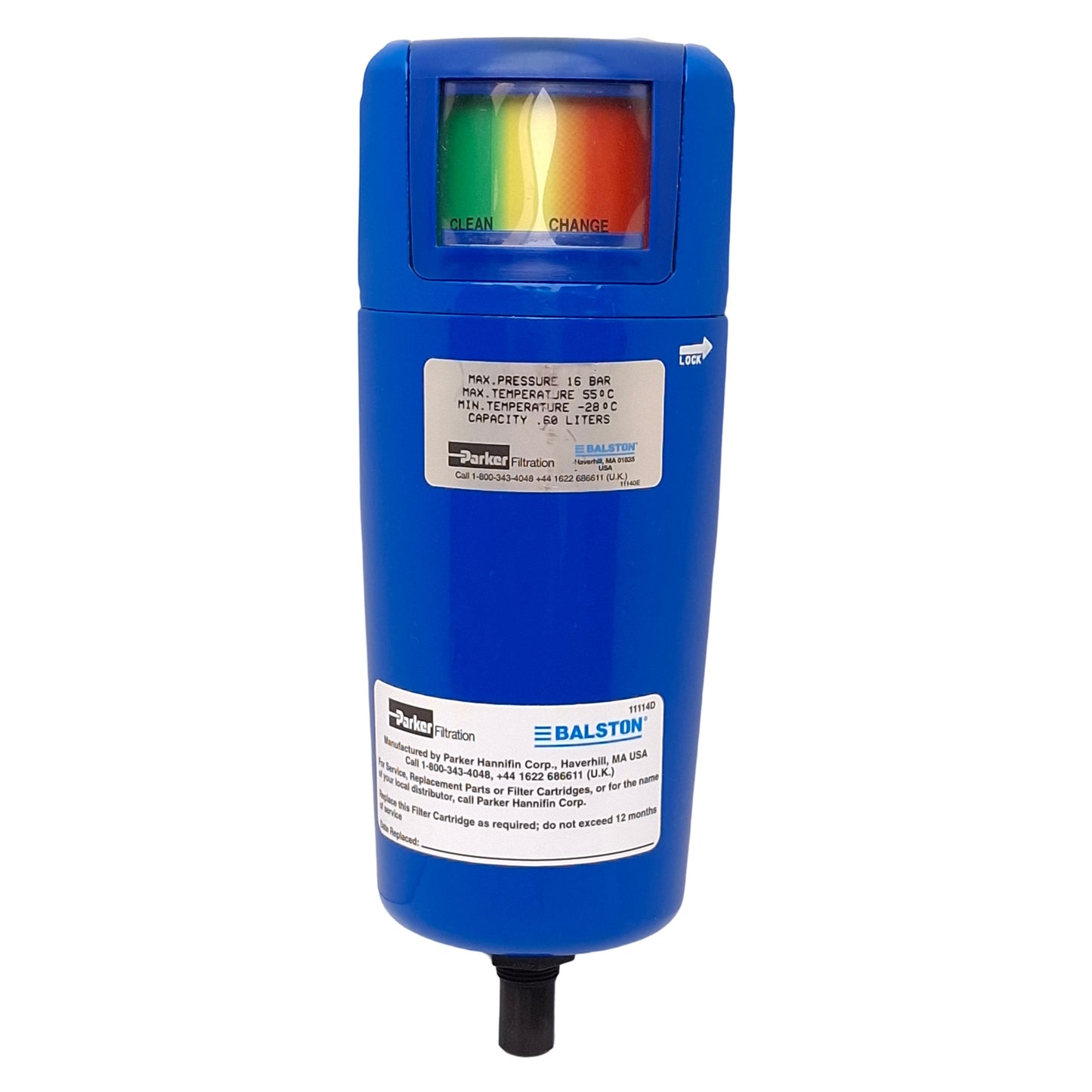 Used Parker Balston 2002N-1B1-BX Pneumatic Filter, 0.01µm Filtration, 250PSIG, 1/4NPT