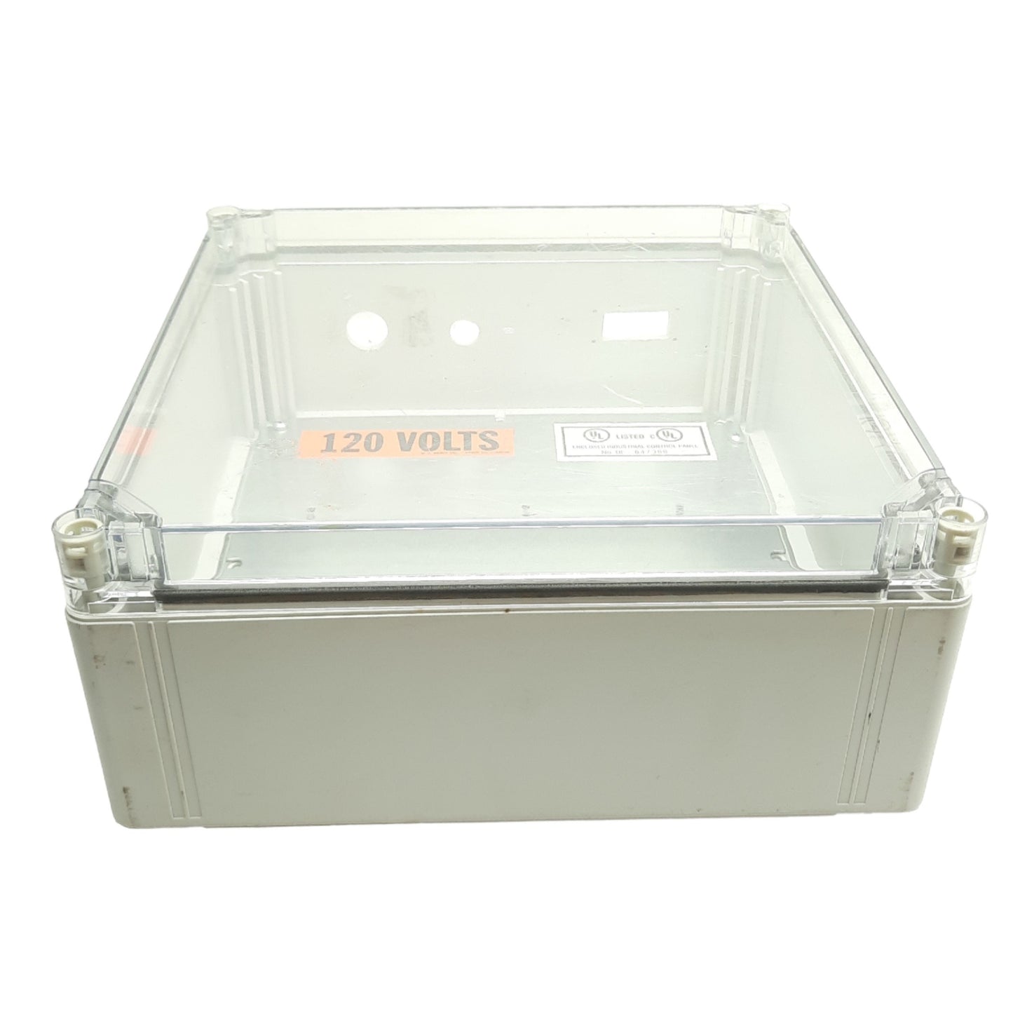 Used Hoffman Q303013PCICC Plastic Enclosure 300mm x 300mm x 131mm Clear Cover *Holes*