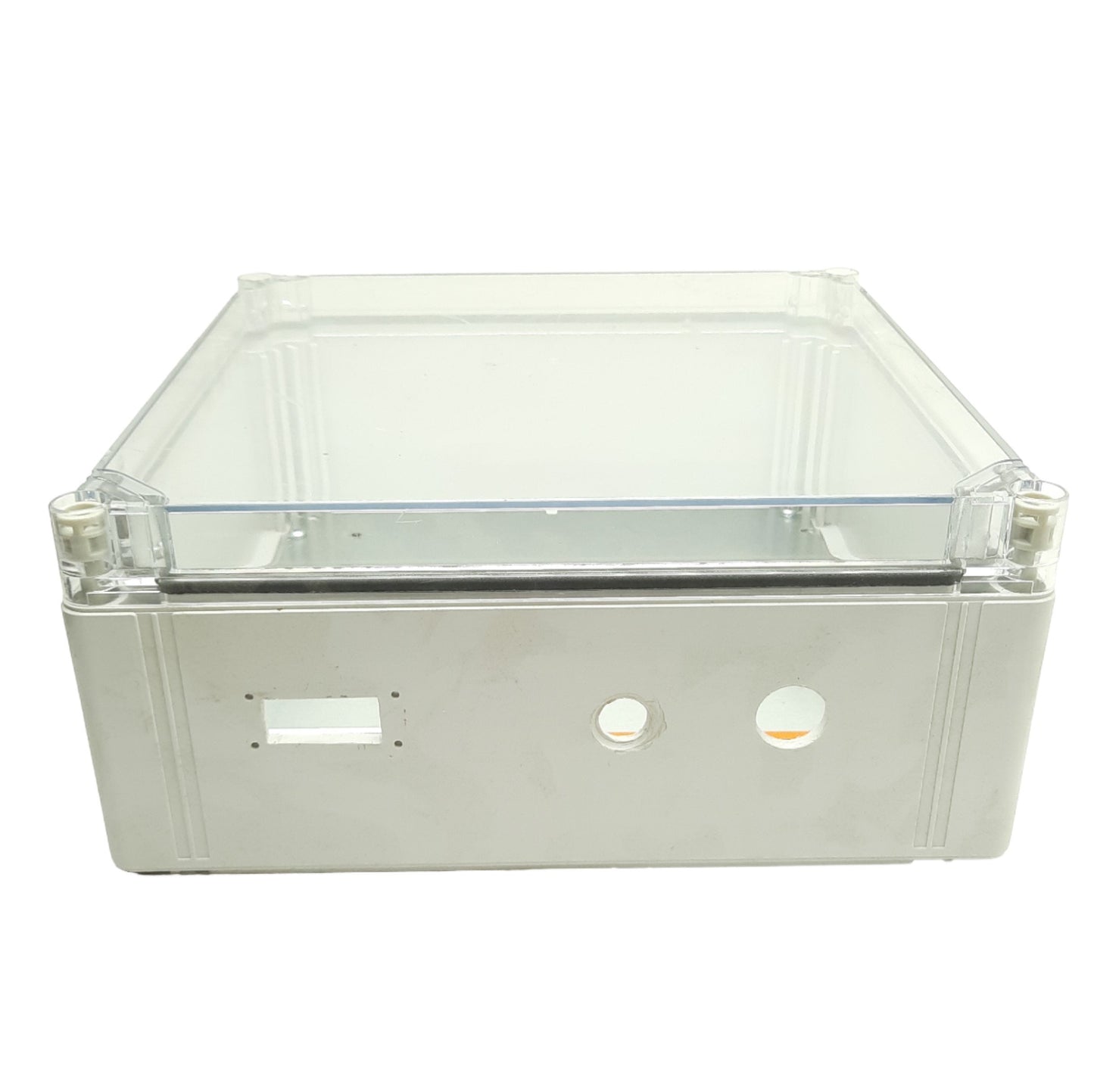 Used Hoffman Q303013PCICC Plastic Enclosure 300mm x 300mm x 131mm Clear Cover *Holes*
