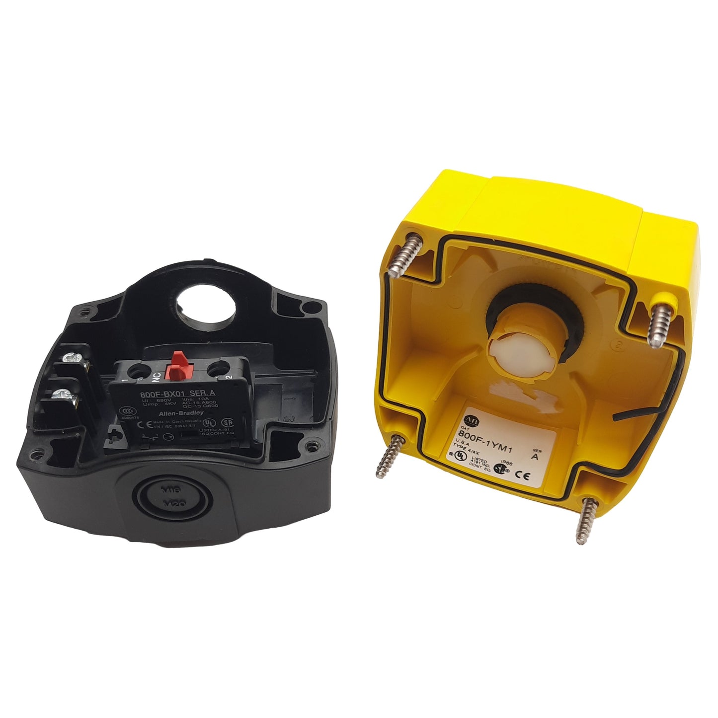 Used Allen Bradley 800F-1YM1 1-Hole Enclosure E-Stop Station, 1NC, 40mm Twist Release