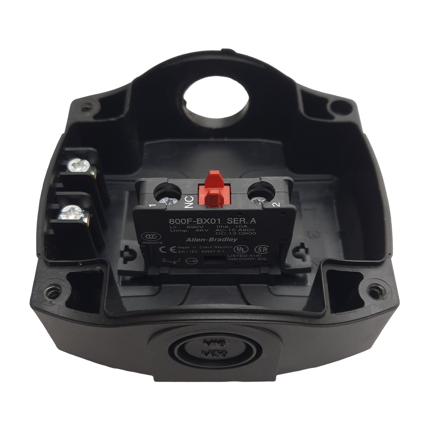 Used Allen Bradley 800F-1YM1 1-Hole Enclosure E-Stop Station, 1NC, 40mm Twist Release