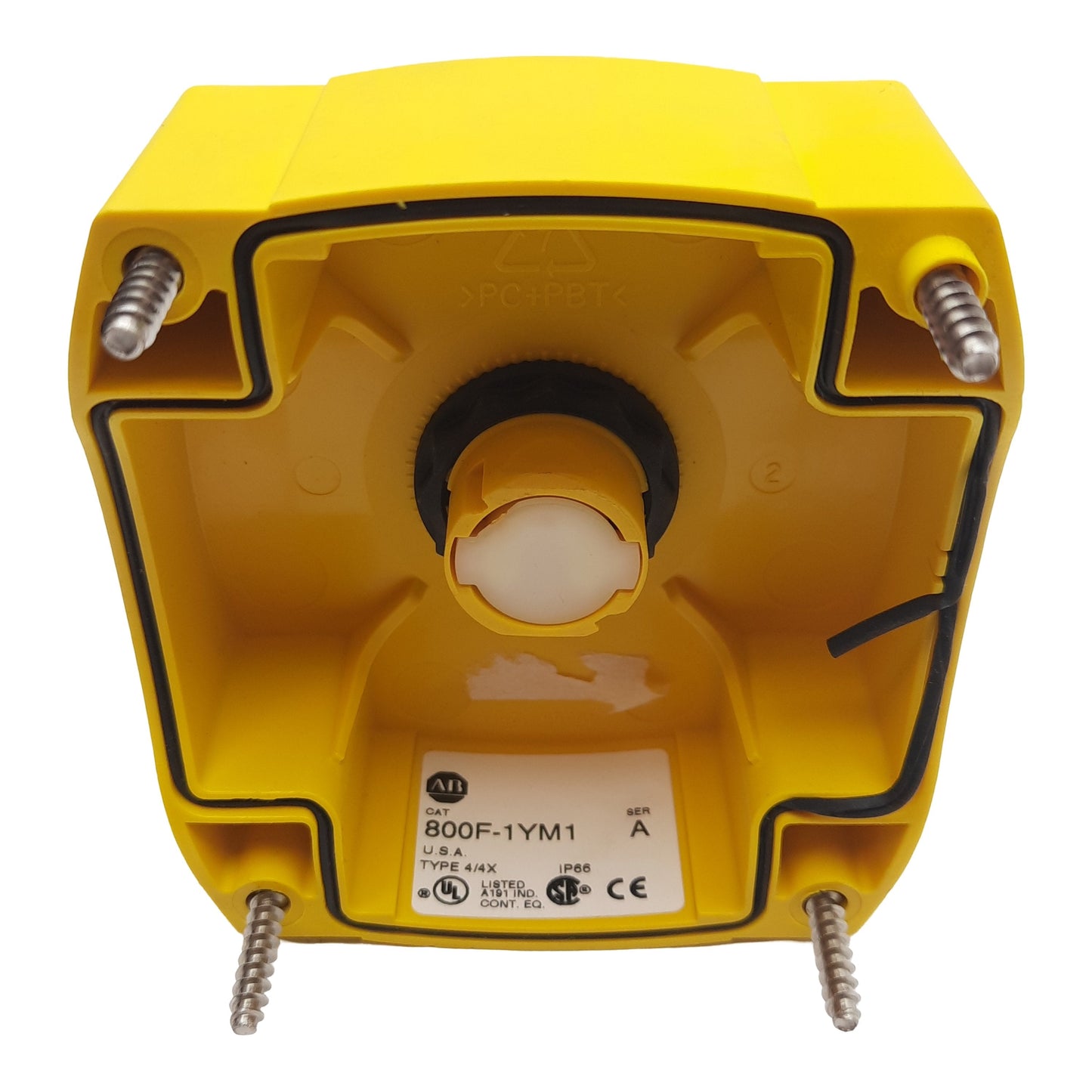 Used Allen Bradley 800F-1YM1 1-Hole Enclosure E-Stop Station, 1NC, 40mm Twist Release