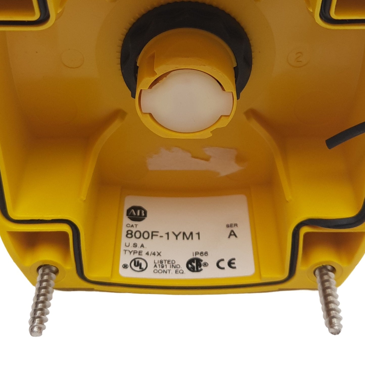 Used Allen Bradley 800F-1YM1 1-Hole Enclosure E-Stop Station, 1NC, 40mm Twist Release