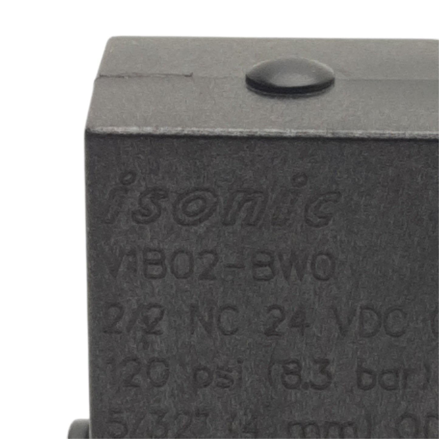 Used Isonic V1B02-BW0 Solenoid Valve, 2/2 NC, 24VDC, 120psi Max, ø4mm Tube In/Out