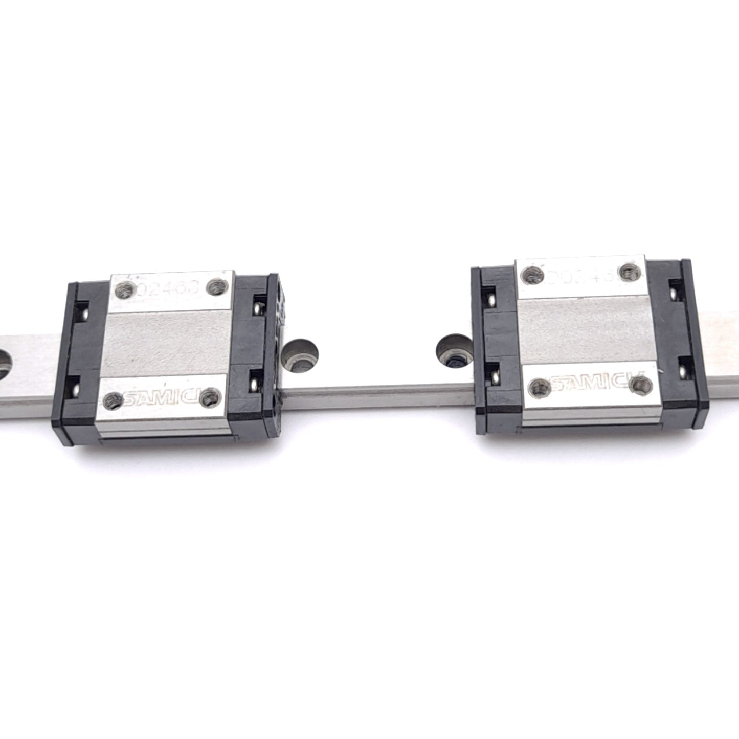 Used THK 2 SRS12M 295L Caged Ball Linear Guide Blocks w/ 12x295mm Rail, 4kN Max
