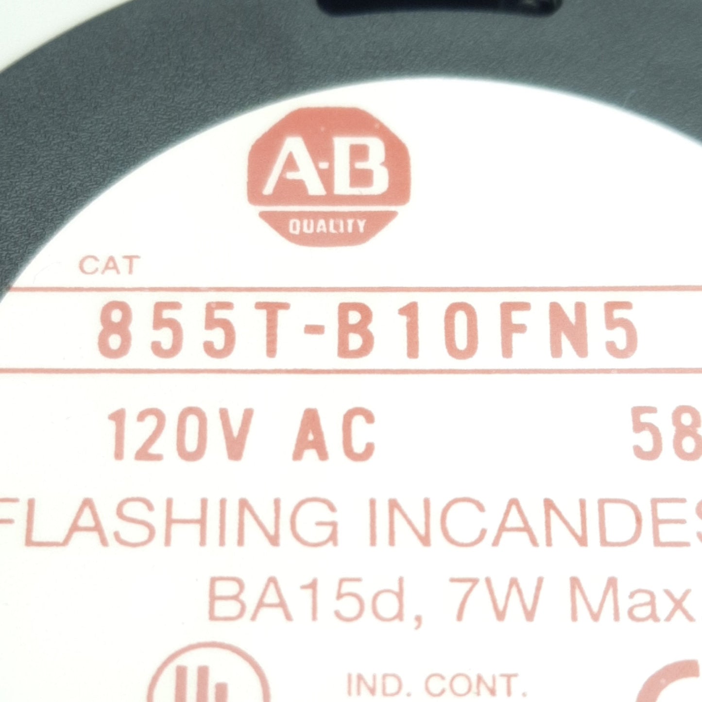 Used Allen Bradley 855T-B10FN5 Incandescent Stack Light, Flashing Amber, 70mm, 120VAC