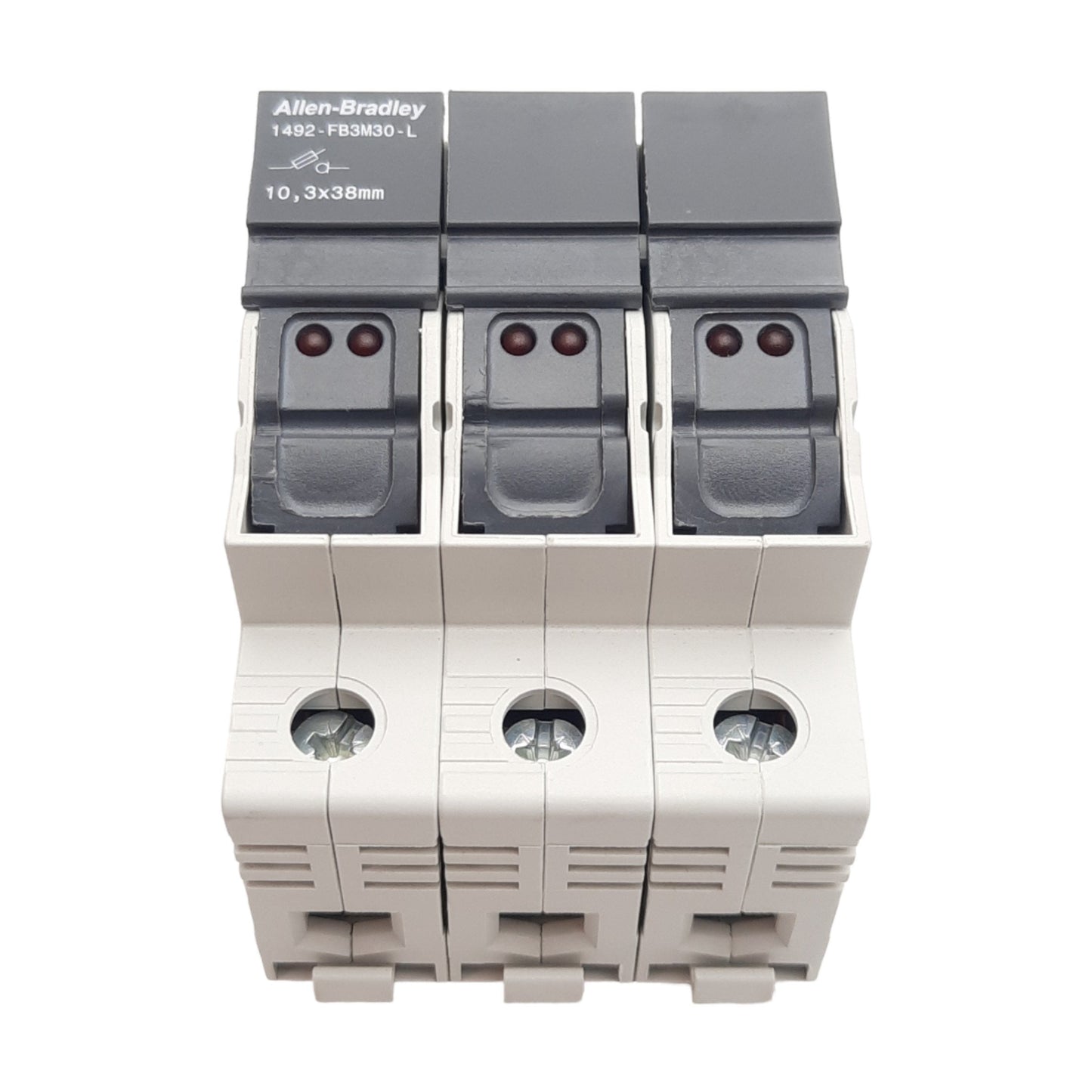 Used Allen Bradley 1492-FB3M30-L Fuse Holder, 3-Pole, 10mm x 38mm, 30A 110-600VAC/VDC