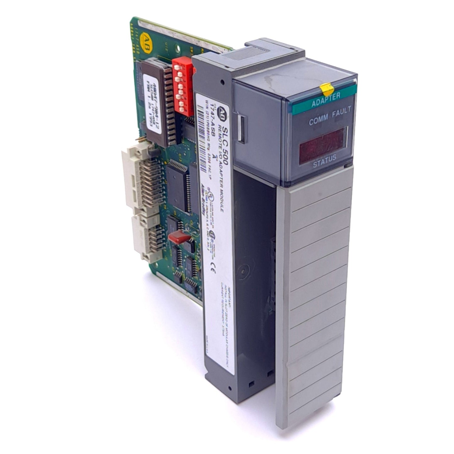 Used Allen Bradley 1747-ASB A I/O Adapter Module for SLC 500 PLC, 5VDC 375mA, RIO