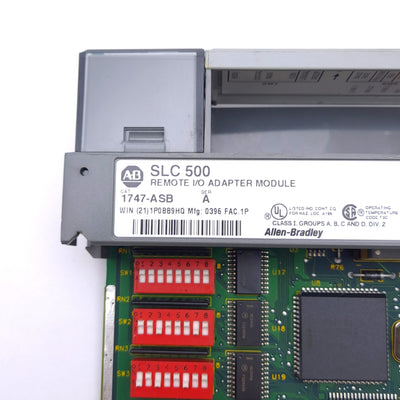 Used Allen Bradley 1747-ASB A I/O Adapter Module for SLC 500 PLC, 5VDC 375mA, RIO